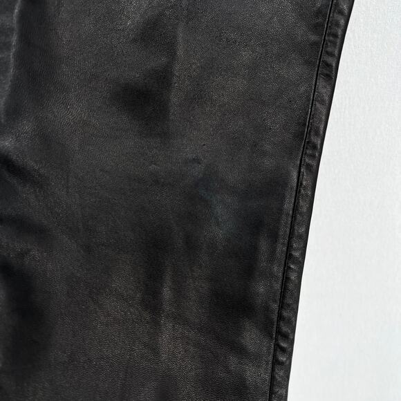 HUGO BUSCATI Vintage Leather Pants Womens 2P Black Straight Leg Mid Rise - Picture 7 of 13